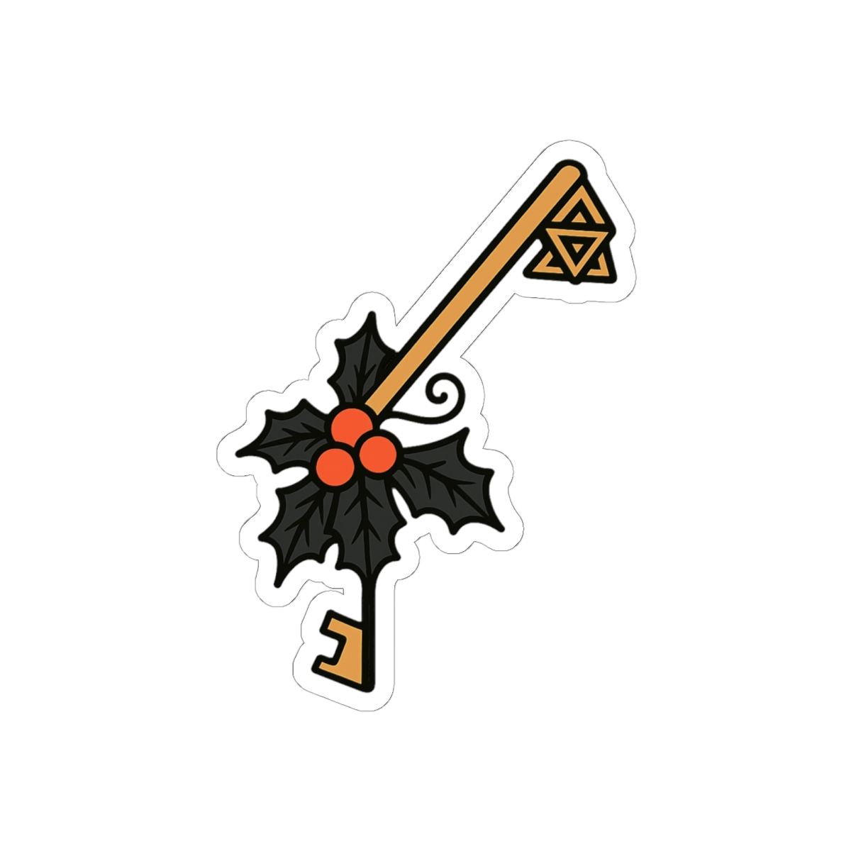Holly Key Sticker | Cute Festive Vinyl Decal